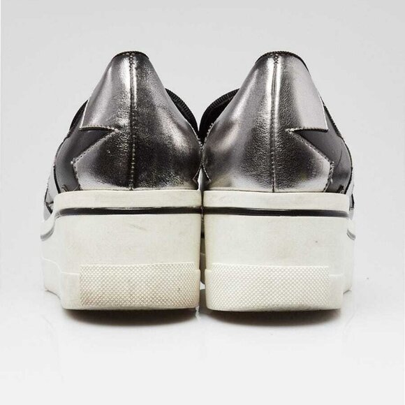 Stella McCartney Silver Faux Leather Star Platform Sneakers Size 5.5/36 - Picture 4 of 5